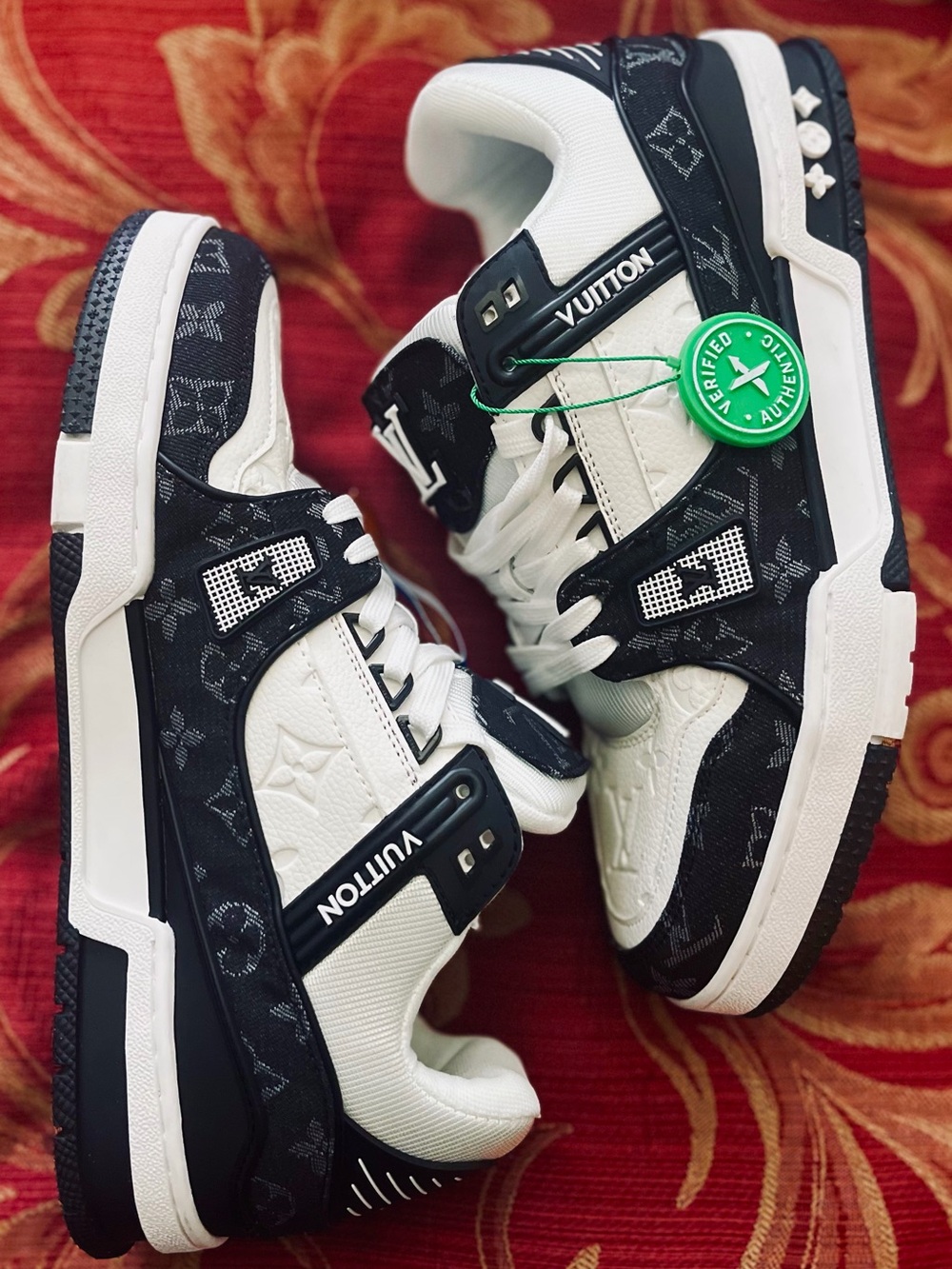Louis Vuitton White and Black Men's Sneakers - Picture 2 of 2